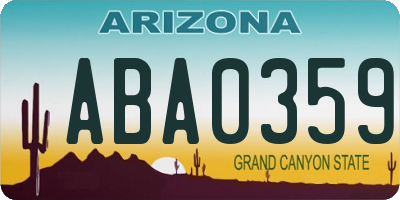 AZ license plate ABA0359
