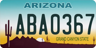 AZ license plate ABA0367