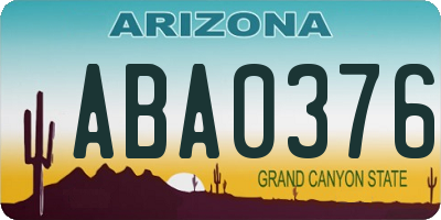 AZ license plate ABA0376