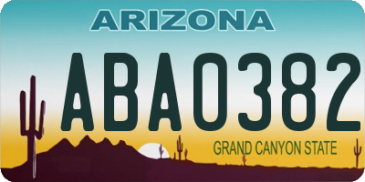 AZ license plate ABA0382