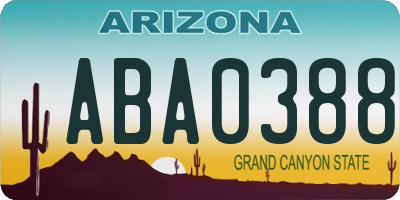 AZ license plate ABA0388