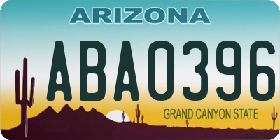 AZ license plate ABA0396