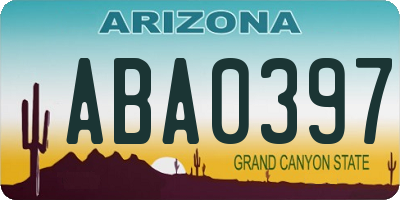 AZ license plate ABA0397