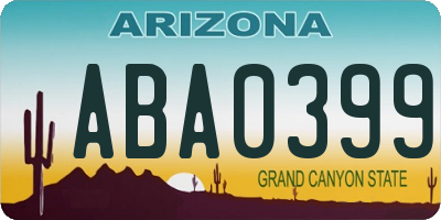 AZ license plate ABA0399