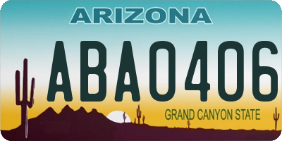 AZ license plate ABA0406