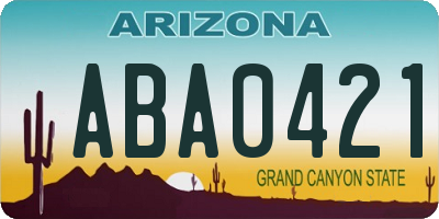 AZ license plate ABA0421