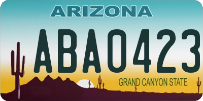 AZ license plate ABA0423