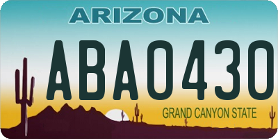 AZ license plate ABA0430