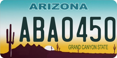AZ license plate ABA0450