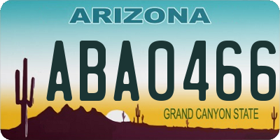 AZ license plate ABA0466