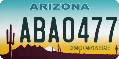 AZ license plate ABA0477