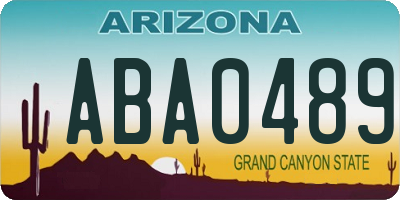 AZ license plate ABA0489