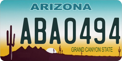 AZ license plate ABA0494