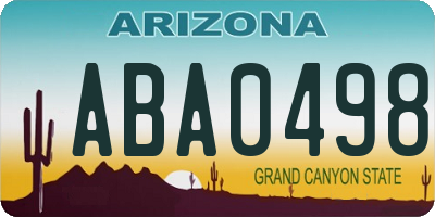 AZ license plate ABA0498