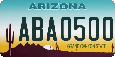 AZ license plate ABA0500