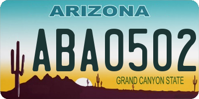 AZ license plate ABA0502