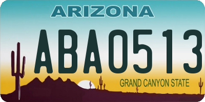 AZ license plate ABA0513