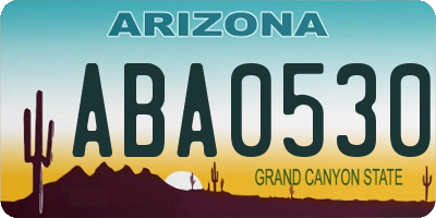 AZ license plate ABA0530
