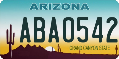 AZ license plate ABA0542