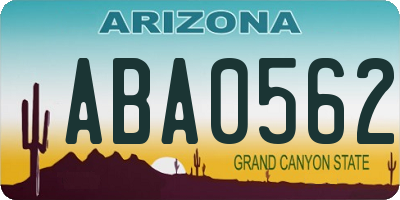 AZ license plate ABA0562
