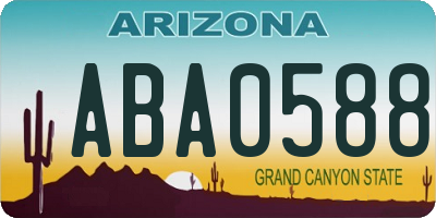 AZ license plate ABA0588