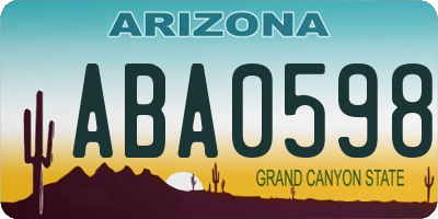 AZ license plate ABA0598