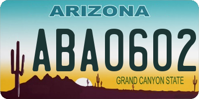 AZ license plate ABA0602