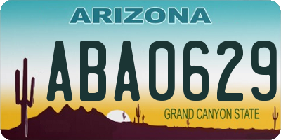 AZ license plate ABA0629