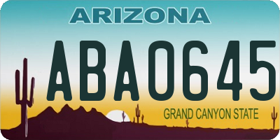 AZ license plate ABA0645