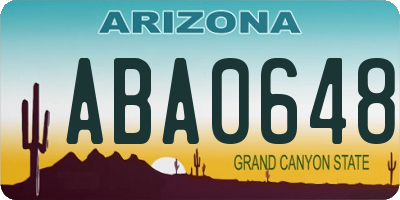 AZ license plate ABA0648