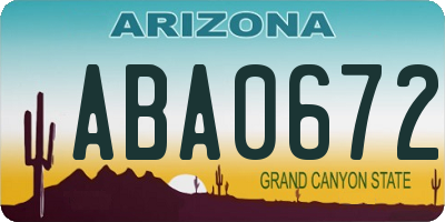AZ license plate ABA0672