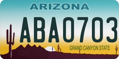AZ license plate ABA0703