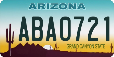 AZ license plate ABA0721