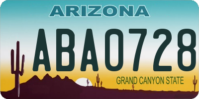 AZ license plate ABA0728