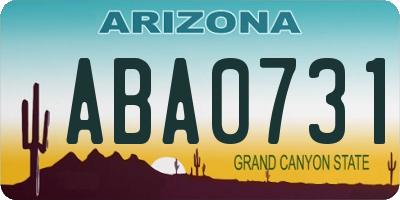 AZ license plate ABA0731