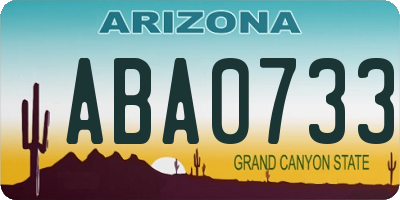 AZ license plate ABA0733