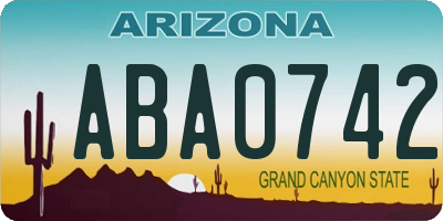 AZ license plate ABA0742