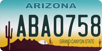 AZ license plate ABA0758