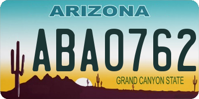 AZ license plate ABA0762