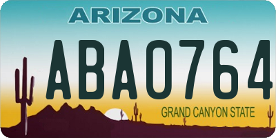 AZ license plate ABA0764