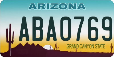 AZ license plate ABA0769