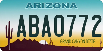 AZ license plate ABA0772