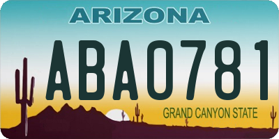 AZ license plate ABA0781
