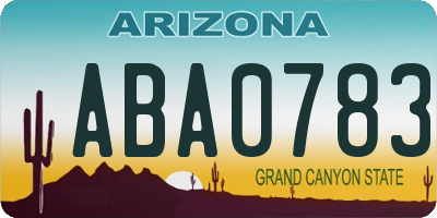 AZ license plate ABA0783
