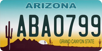 AZ license plate ABA0799