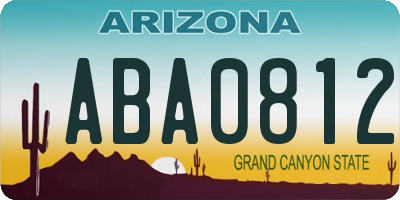 AZ license plate ABA0812