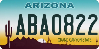 AZ license plate ABA0822