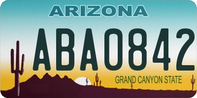 AZ license plate ABA0842