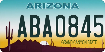 AZ license plate ABA0845