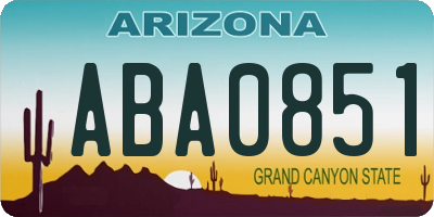 AZ license plate ABA0851